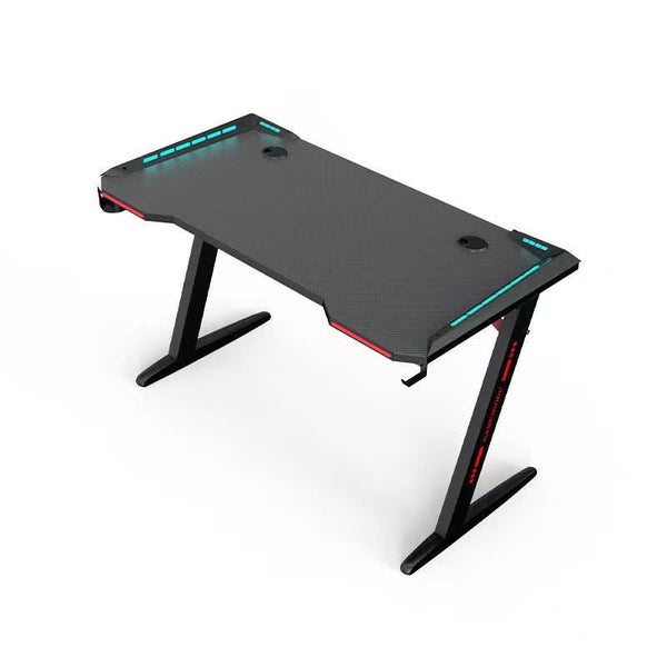 Gaming Desk With Led Lights Computer Z Shaped Black Carousel 2