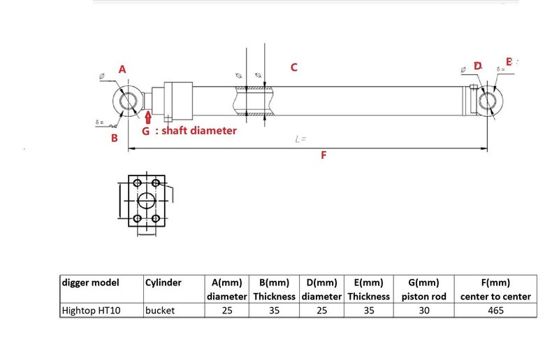 Bucket /Arm / Boom Cylinder for Hightop HT10 or similar 1 ton digger Carousel 9