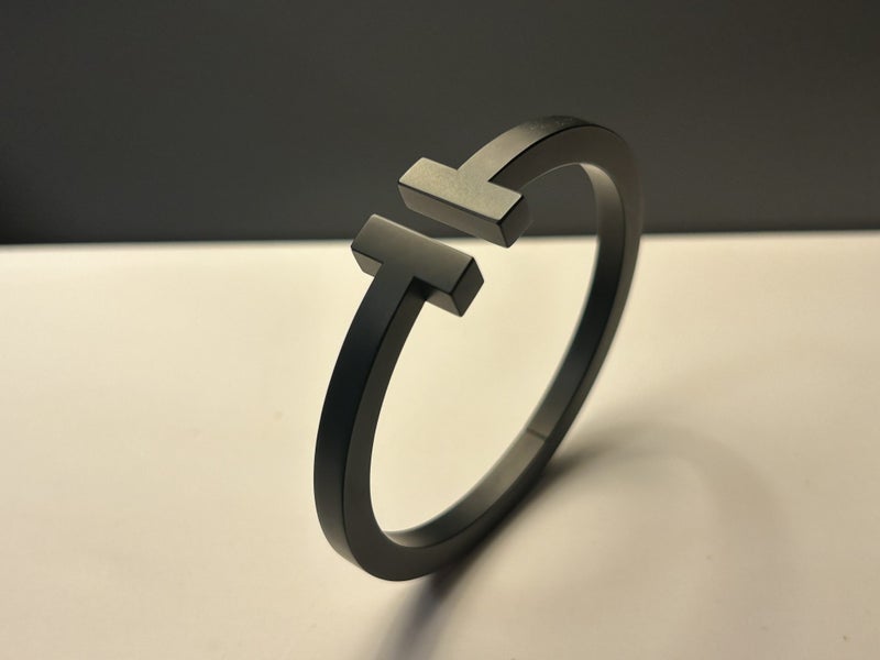 TIFFANY T SQUARE BLACK TONE STAINLESS STEEL BRACELET Carousel 1