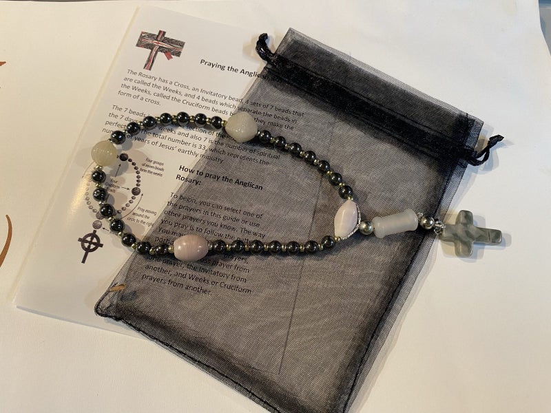 ANGLICAN PRAYER BEADS -grey cross Carousel 1