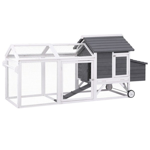 I.Pet Chicken Coop Rabbit Hutch Extra Large Wooden Run Bunny Cage House Outdoor Carousel 1