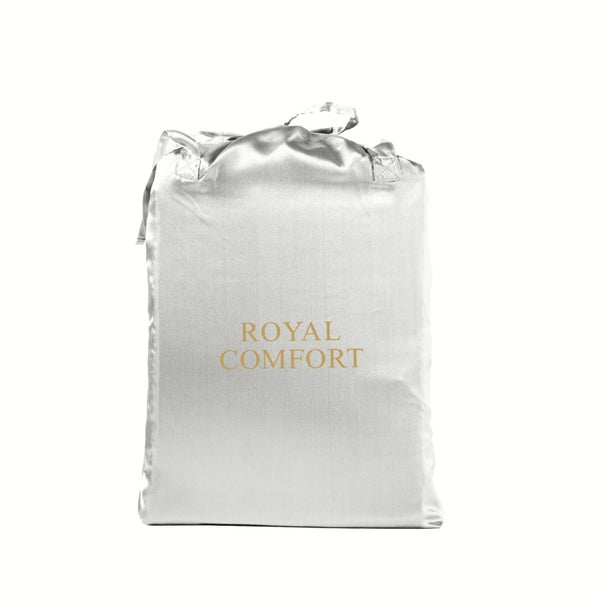 Royal Comfort Satin Sheet Set 4 Piece Fitted Flat Pillowcases King Silver Carousel 1