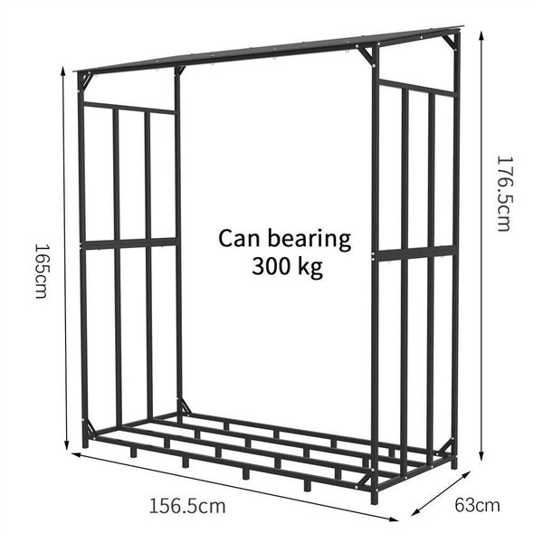 Genux Metal Log Storage Shed Outdoor Firewood Rack Holder Carousel 2