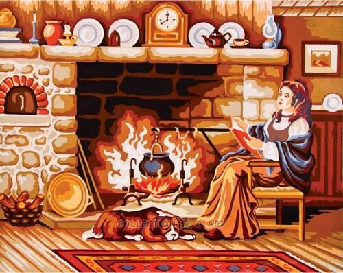Collection D'Art Tapestry Canvas 50X60 Warm By The Fire Carousel 1