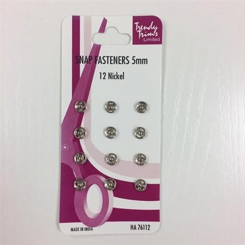 Trendy Trims Metal Snap Fasteners - Nickel 5mm - 12/Pkg Carousel 1