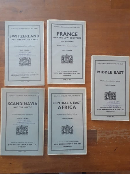 Vintage 1950s Bartholomew's Maps x5 Carousel 1
