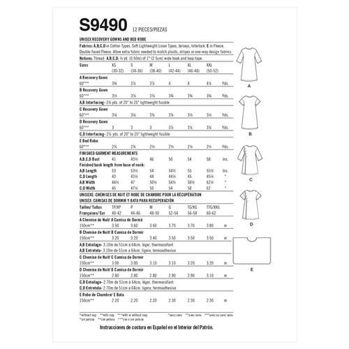 Simplicity Pattern 9490 Unisex Recovery Gown BB (L-XL-XXL) Carousel 2