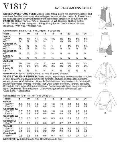 Vogue Pattern Misses' Jacket and Vest V1817 B5 (8-10-12-14-16) Carousel 2