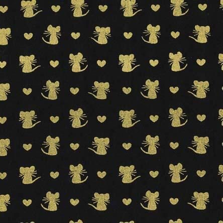 Michael Miller Glitter Critters (Metallic) Nice Mice - Black Metallic Carousel 1