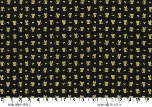 Michael Miller Glitter Critters (Metallic) Nice Mice - Black Metallic Carousel 2