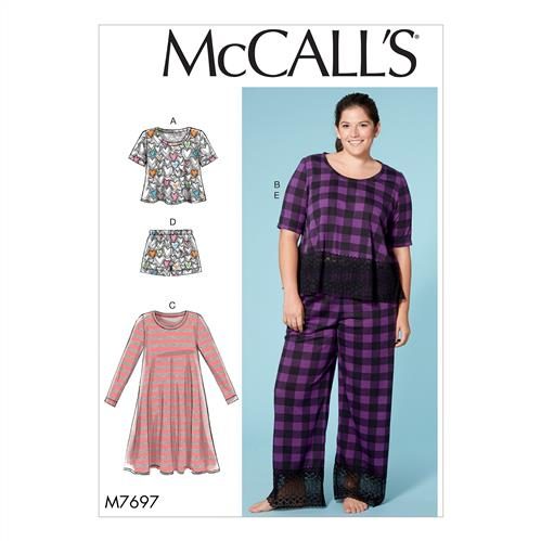 McCalls Pattern 7697 Misses'/Women's Lounge Tops Dress Carousel 1