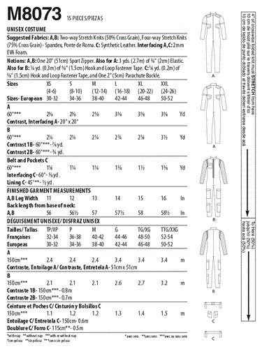 McCalls Pattern 8073 Unisex Costume XS-S-M-L-XL-XXL Carousel 2