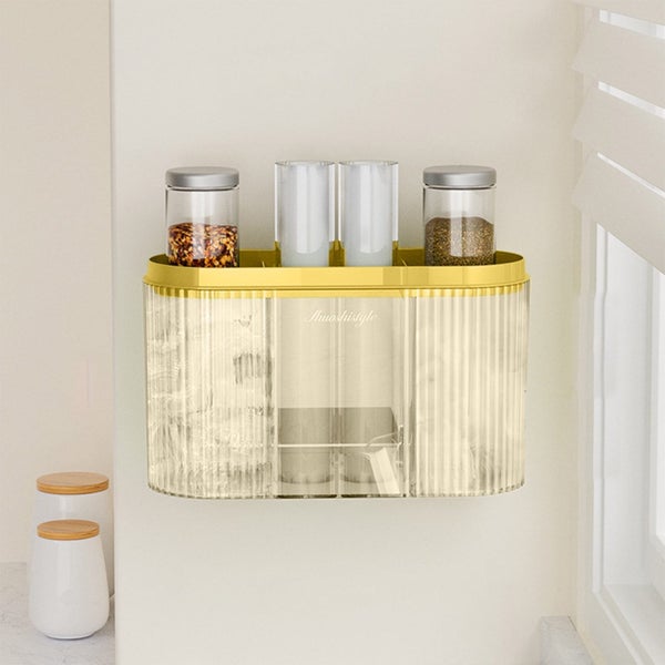 Wall-Mounted Three-in-one Plastic Storage Box, Waterproof Punch-free Kitchen Carousel 1