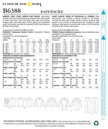 Butterick Pattern 6388 Misses' Lapped Collar Tops and Dress Draped Collar Vest Carousel 2
