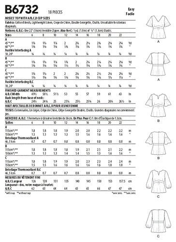 Butterick Pattern 6732 Misses' Top E5 (14-16-18-20-22) Carousel 2