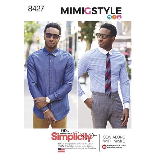 Simplicity Pattern 8427 Men's Fitted Shirt with Collar & Cuff Variations by Mimi Carousel 1