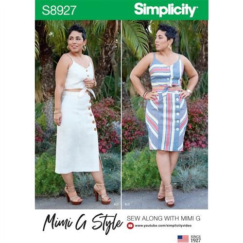 Simplicity Pattern 8927 Misses' Tie Front Tops and Skirts by Mimi G Style Carousel 1