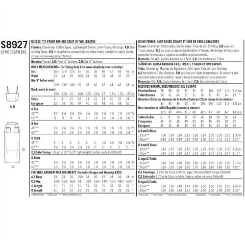 Simplicity Pattern 8927 Misses' Tie Front Tops and Skirts by Mimi G Style Carousel 2