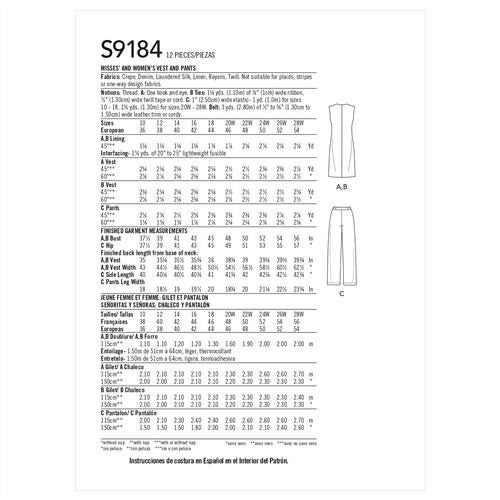 Simplicity Pattern 9184 Misses/Plus Vest & Pants AA (10-12-14-16-18) Carousel 2