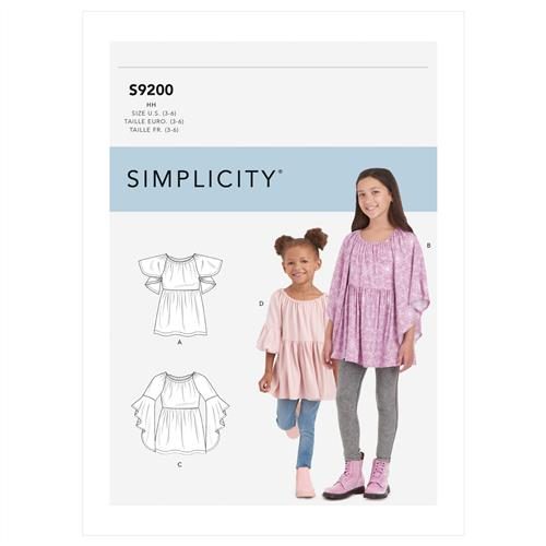 Simplicity Pattern 9200 Children's & Girls' Tops K5 (7-8-10-12-14) Carousel 1