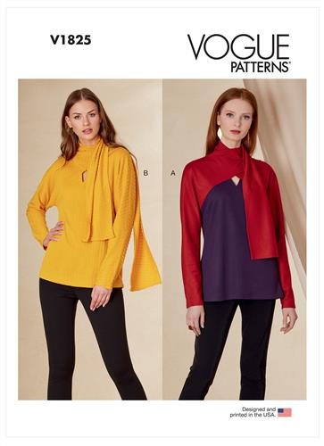 Vogue Pattern 1825 Misses' and Misses' Petite Top V1825 A (XS-S-M-L-XL-XXL) Carousel 1