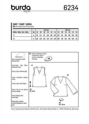 Burda Style Pattern 6234 Misses' Blouse – Top – V-Neck 8-18 Carousel 2