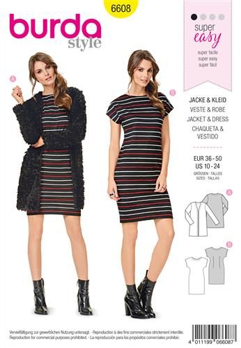 Burda Style Pattern 6608 Jacket & Dress 10-24 Carousel 1