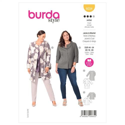 Burda Pattern 6034 Misses' Coat and Jacket A (18-20-22-24-26-28 (44-46-48-50-52 Carousel 1