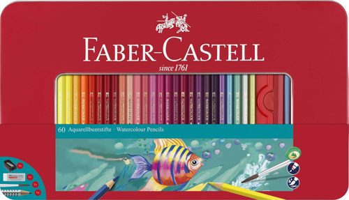 Faber-Castell (FSC) Classic Watercolour Pencils - Tin of 60 + Accessories Carousel 1