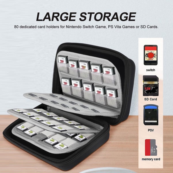 Switch Game Card Holder Case, 80 Slots Game Card Storage Box Fit for LED,Micr Carousel 2