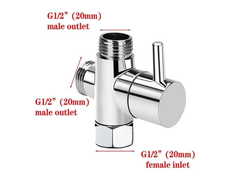 G1/2 Inch Diverter Valve Three-way T-type Adapter For Shower Brass Faucet Carousel 1