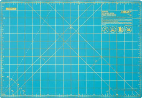 OLFA Gridded Cutting Mat 12" x 18" Aqua Carousel 1