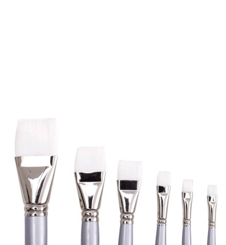 Jasart White Synthetic Brushes - Short Flat 3/8INCH Carousel 1