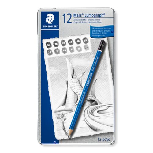 Staedtler Mars Lumograph Tin Of 12 Degrees Carousel 1