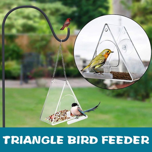 Window Bird Feeder, Clear Acrylic Birdfeeder with Chains, Squirrel Proof Deco Carousel 7
