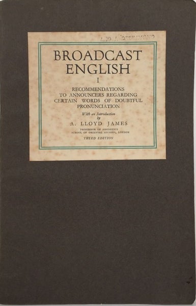 BROADCAST ENGLISH: 4 Books I, II, IV, V by A. Lloyd James 1934 to 1936 Carousel 2