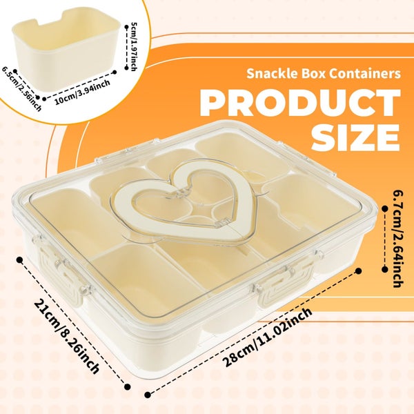 Xiyztok 8 Grids Plastic Divided Serving Tray Portable Rectangle Snack Divided Carousel 7