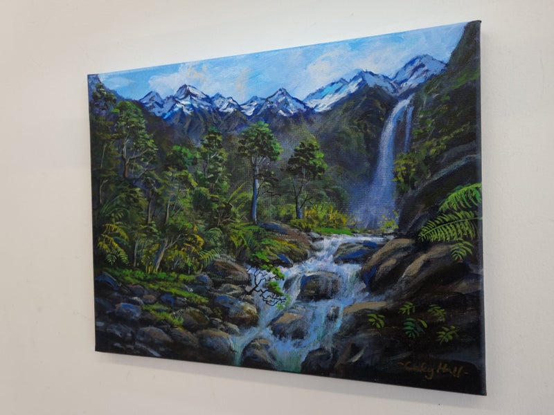 Waterfall and Ferns Fiordland - Caley Hall - Original Painting Carousel 15