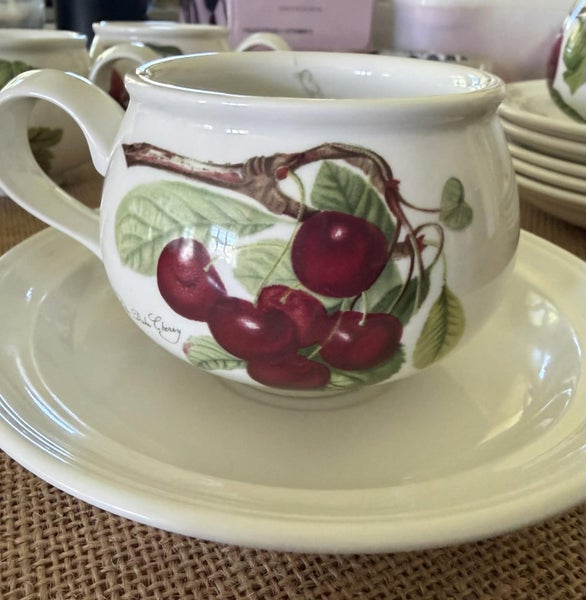 Vintage Portmerion "Romantic" footed teacups & Saucers - SIX Carousel 2