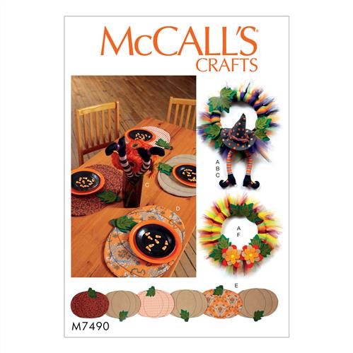 McCalls Pattkrn 7490 Pumpkin Placemats/Table Runner Witch Hat/Legs Carousel 1