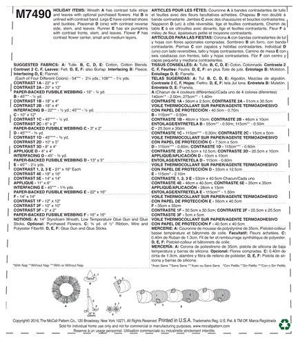 McCalls Pattkrn 7490 Pumpkin Placemats/Table Runner Witch Hat/Legs Carousel 2