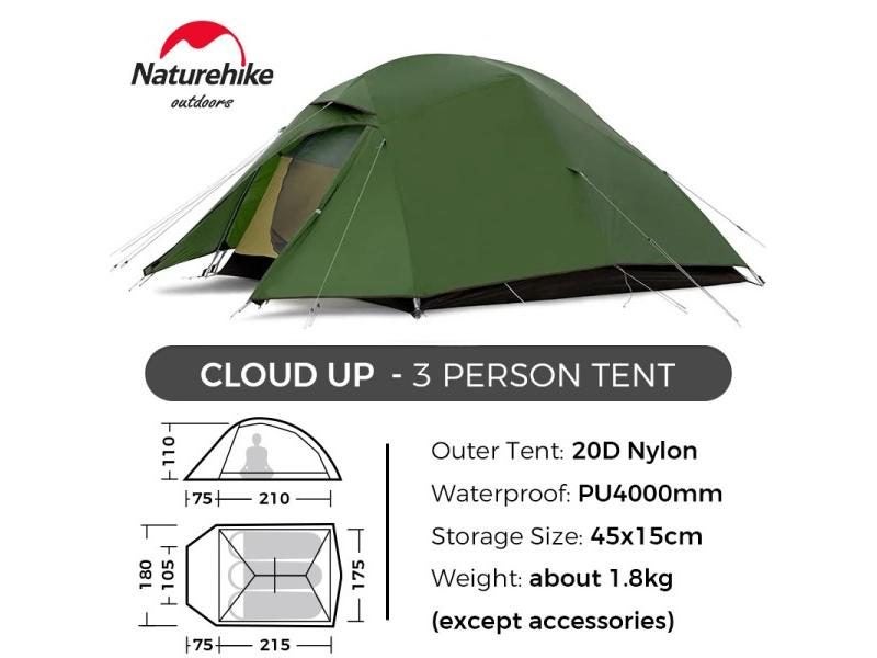 Naturehike Cloud Up 1 2 3 Tent Ultralight Camping Tent Double Layer Waterproof Carousel 1