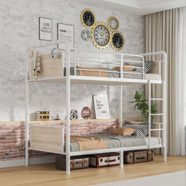 Twin Metal Bunk Bed Frame - White Matte Carousel 1