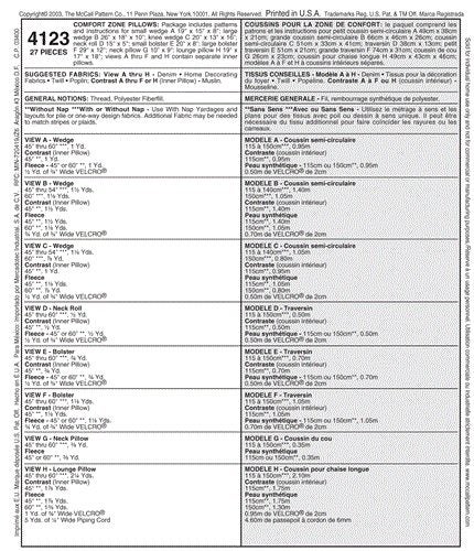 McCalls Pattern 4123 Comfort Zone Pillows & bolsters All Sizes In One Envelope Carousel 2