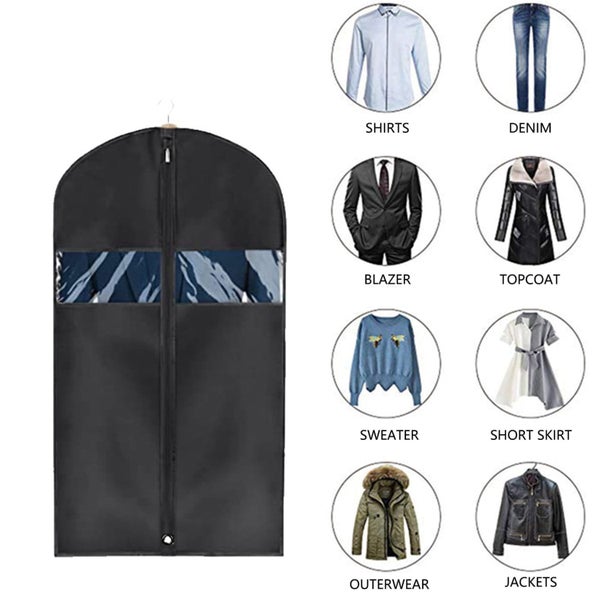 Black Foldable Garment Bag for Closet and Travel, with Transparent Windows fo Carousel 6