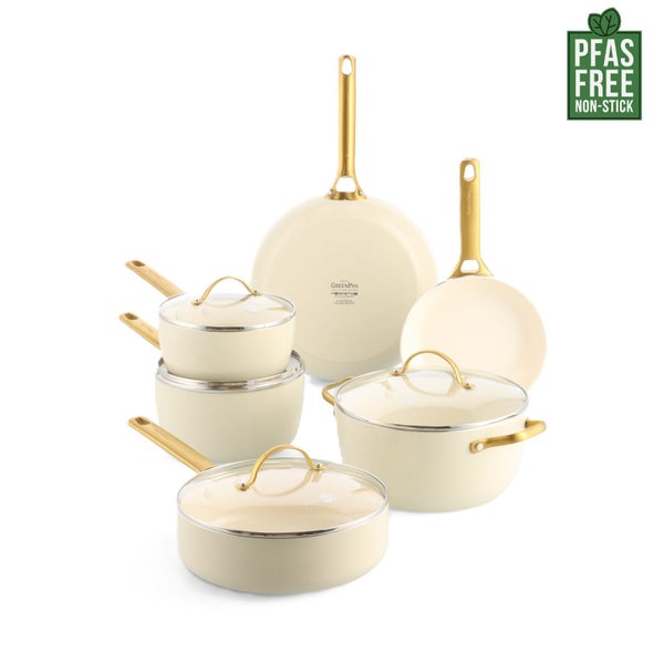 Greenpan Padova 6 (10) Piece PFAS Free Cookset Cream White Carousel 1