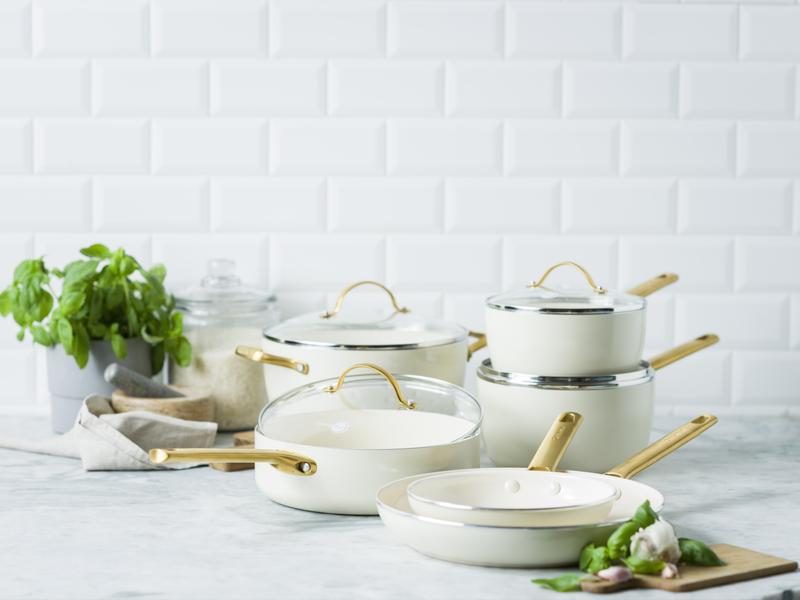 Greenpan Padova 6 (10) Piece PFAS Free Cookset Cream White Carousel 2