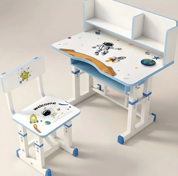 Adjustable Kids Study Desk & Chair Set with Storage | A1-BLUE Carousel 2