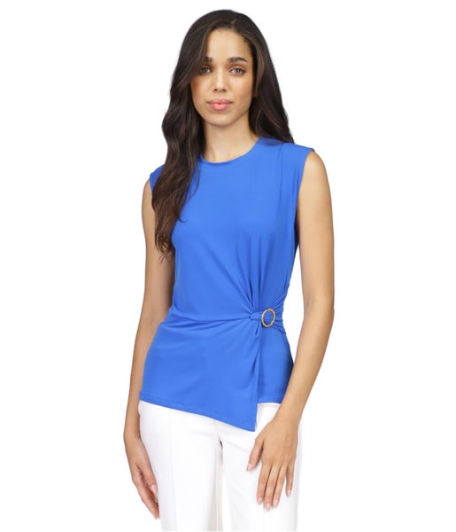 Michael Kors Womens Ring-Trim Twist-Front Sleeveless Blouse Top Carousel 1