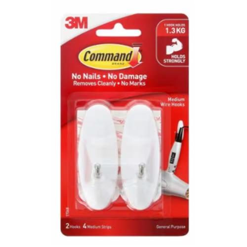 3M 10333 Command Hook 17068 Medium White Wire, Pack of 2 [7000037937] Carousel 1
